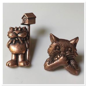 JJ Jonette Cat Lapel Pin Brooches Bundle Of 4 Cat Brooches One Size
